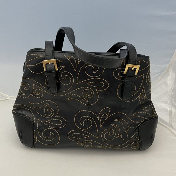 Naturalizer Leather Stitched Smaller Tote Purse Gold Accents - Picture 4 of 16